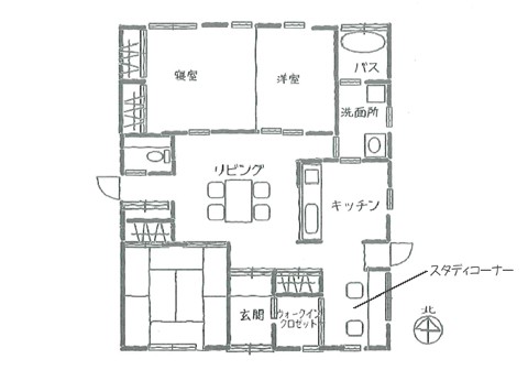 平屋建て 30坪 3LDKの間取り